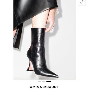 AMINA MUADDI Boots 95 mm Black Croc Crocodile-effect Boots size 37